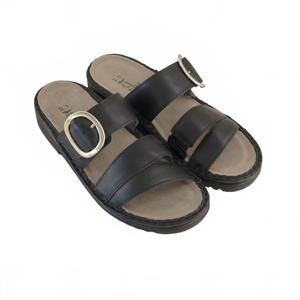 NEW YALEET women's frey sandals in soft black leather